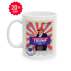 Trump 47c Bullet Dodger Postage Stamp - Ceramic Mug (White, 11oz)